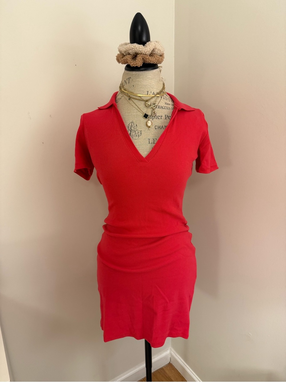 Zara Pink V-Neck Short Sleeve Dress
